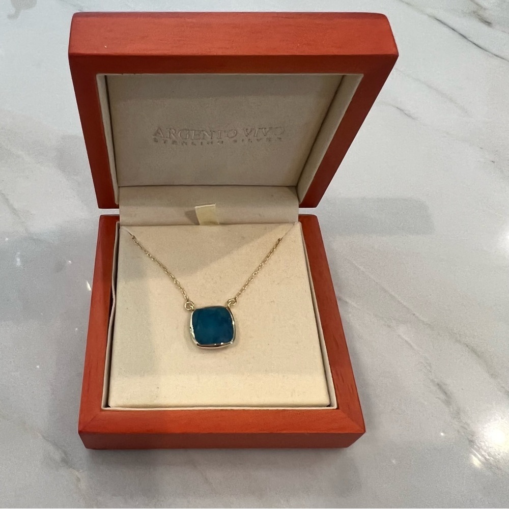 NWT⛱️Argento Vivo - Gold Blue Stone Delicate Necklace - OS